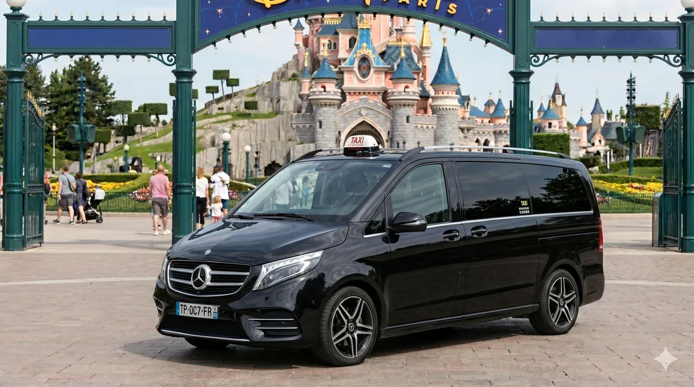 Mercedes Classe V Noir Taxi Van Disneyland Paris - Grand Minibus 5 à 8 Passagers Idéal Grandes Familles et Poussettes