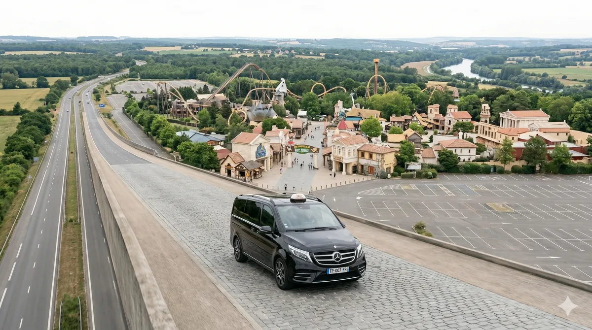 Service Taxi Longue Distance Disneyland Paris vers toute la France et l'Europe en Berline et Van Premium